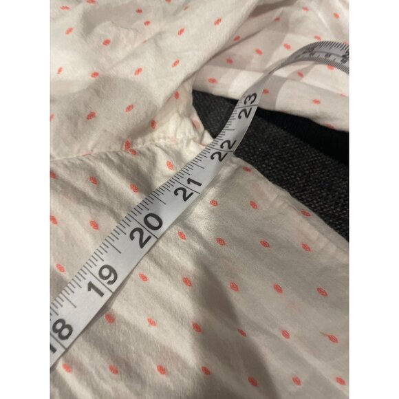 J. Crew Womens White Coral Polka Dot Peasant Blouse Embroidered Details Size L - Picture 9 of 11